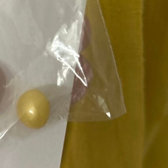 Lumiere Cotton Gold V Neck Puff Sleeve Ruffle Relaxed Fit Shorts Romper New Med - Picture 10 of 13